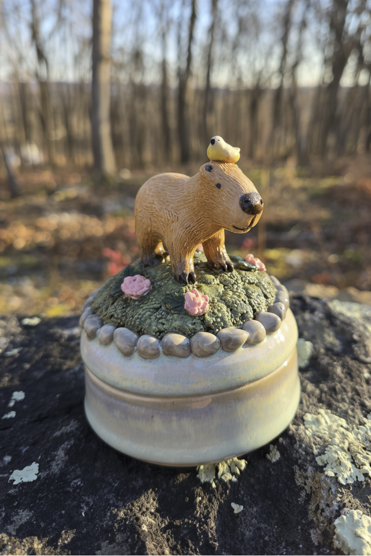 Upright capybara pottery piece